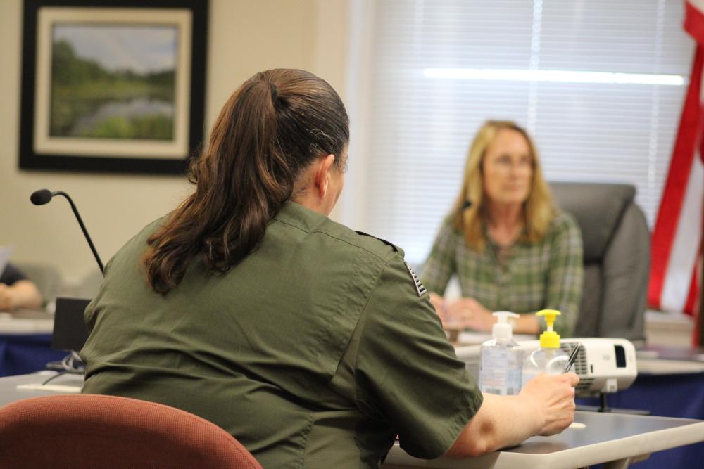 Animal Control Officer Kelly Jarabek has responded to multiple calls concerning  Denise Gottwald's dogs. Photo by Brandy Muz