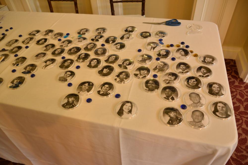 Each classmate got an ID badge with their yearbook photo.