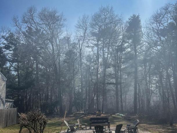 This April, an odor control method by the sewer plant filled the nearby neighborhood with smoke. Photo source: Sally Morrison