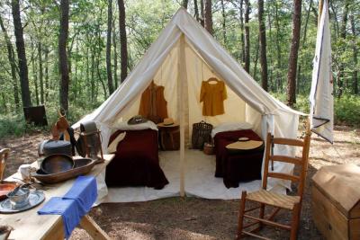 A militia tent from the Minutemen, who reenact wars from American history.